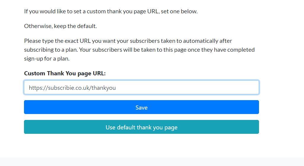 Change the Custom Thank You Page URL